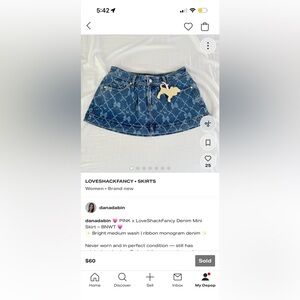 SOLD - BNWT PINK x LoveShackFancy Denim Mini Skirt – S
